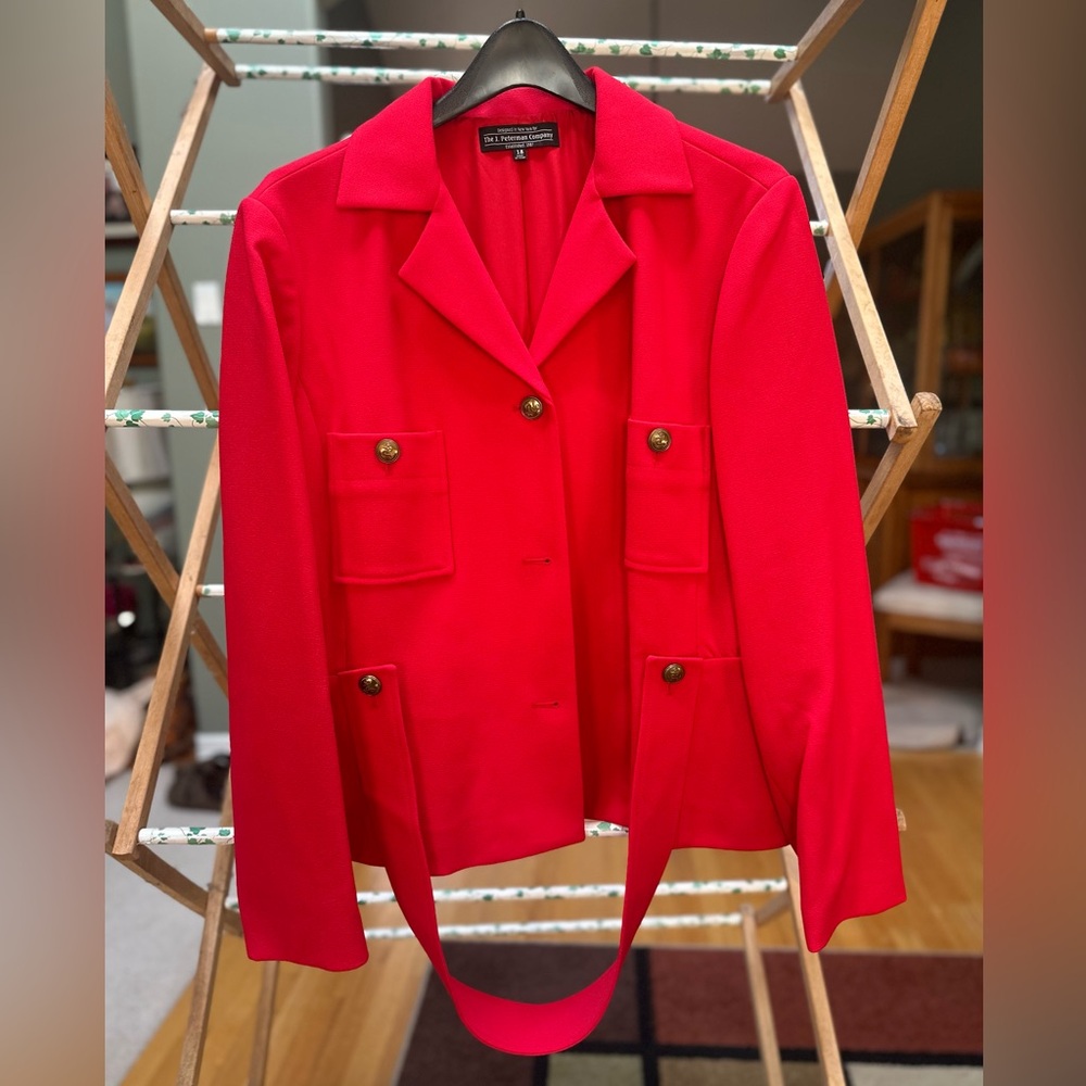 St. John Collection Red Knit Blazer Jacket